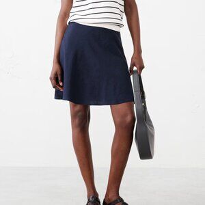 Banana Republic Preppy Navy Linen-Blend Mini Slip Skirt/NWT/6